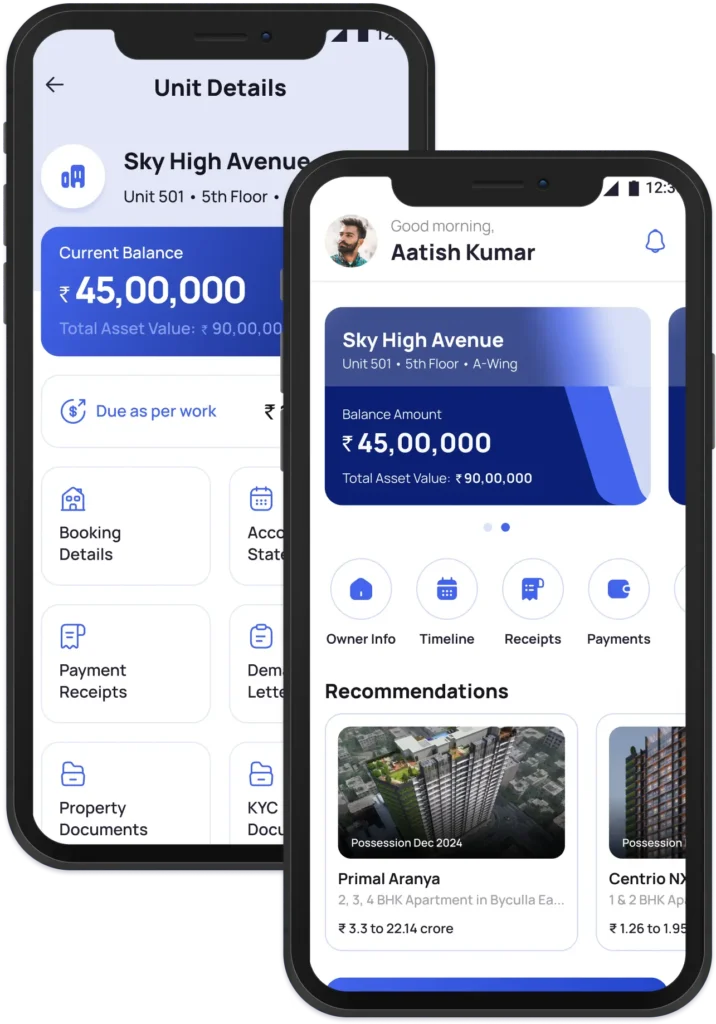 Real estate CRM India feature for customer app