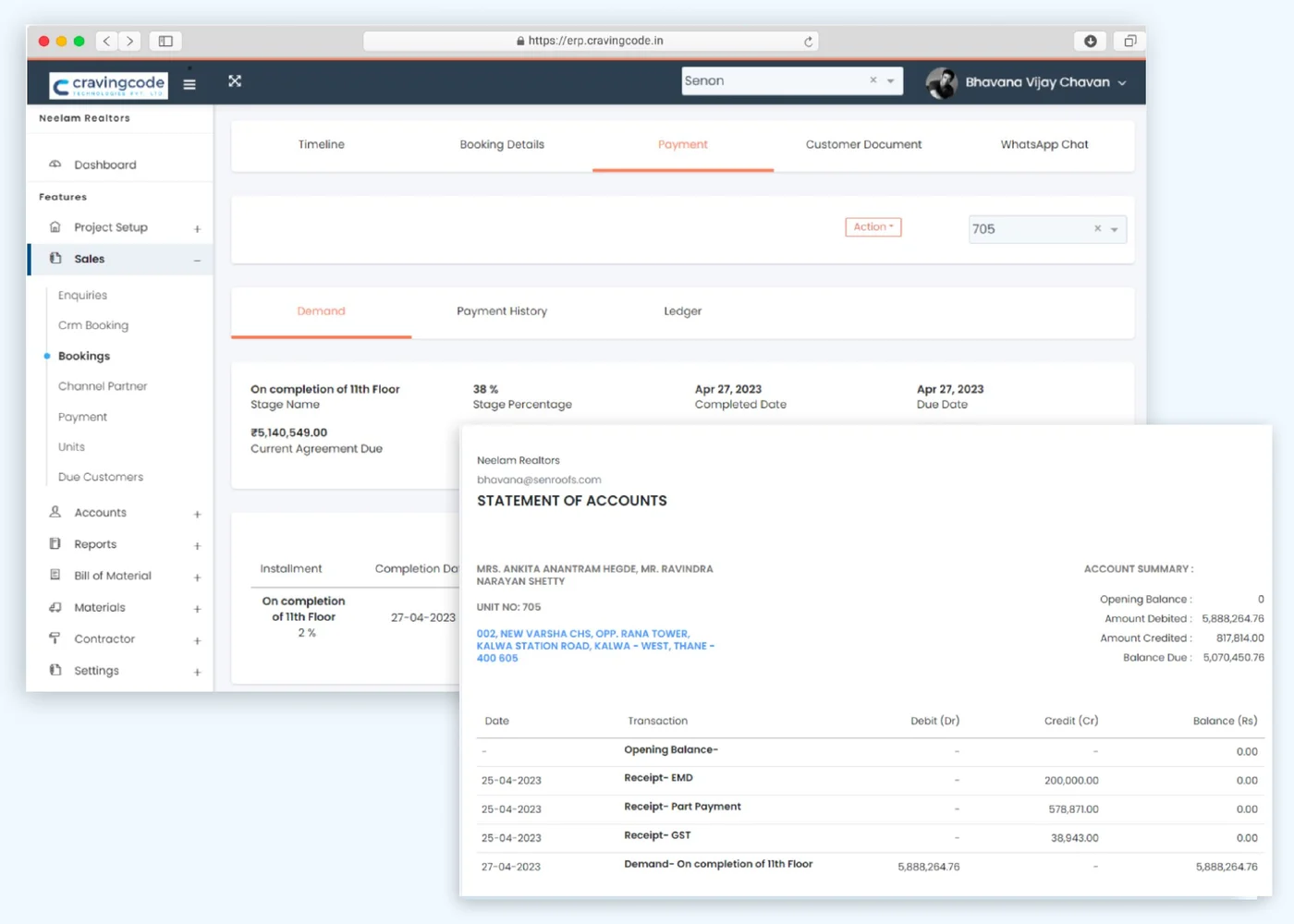 Auto-generated demand letter and statement of accounts in Buildesk