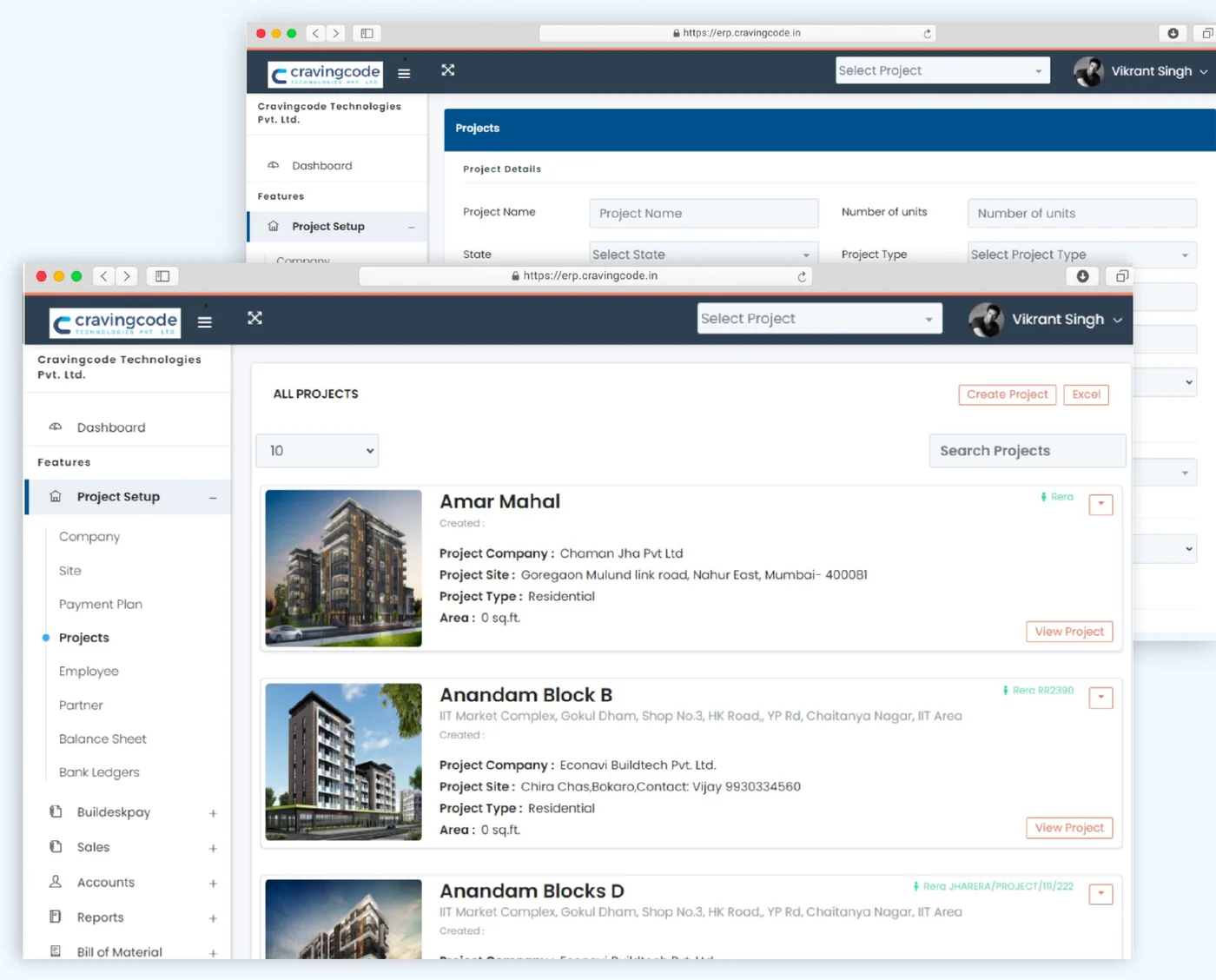 Real estate project setup and lifecycle management in Buildesk